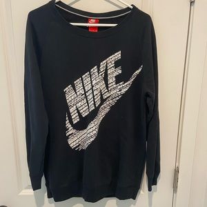 Nike Womens Sz S Black Sweatshirt There Is No Finish Line Spell out Oversized